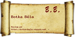 Botka Béla névjegykártya